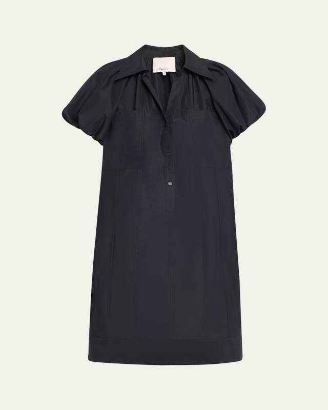 Short Puff-Sleeve Shirtdress